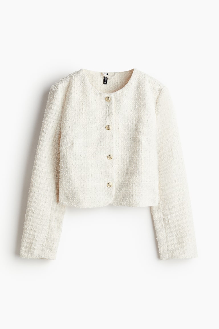 H&M Chaqueta Corta En Bouclé - Crema - MUJER