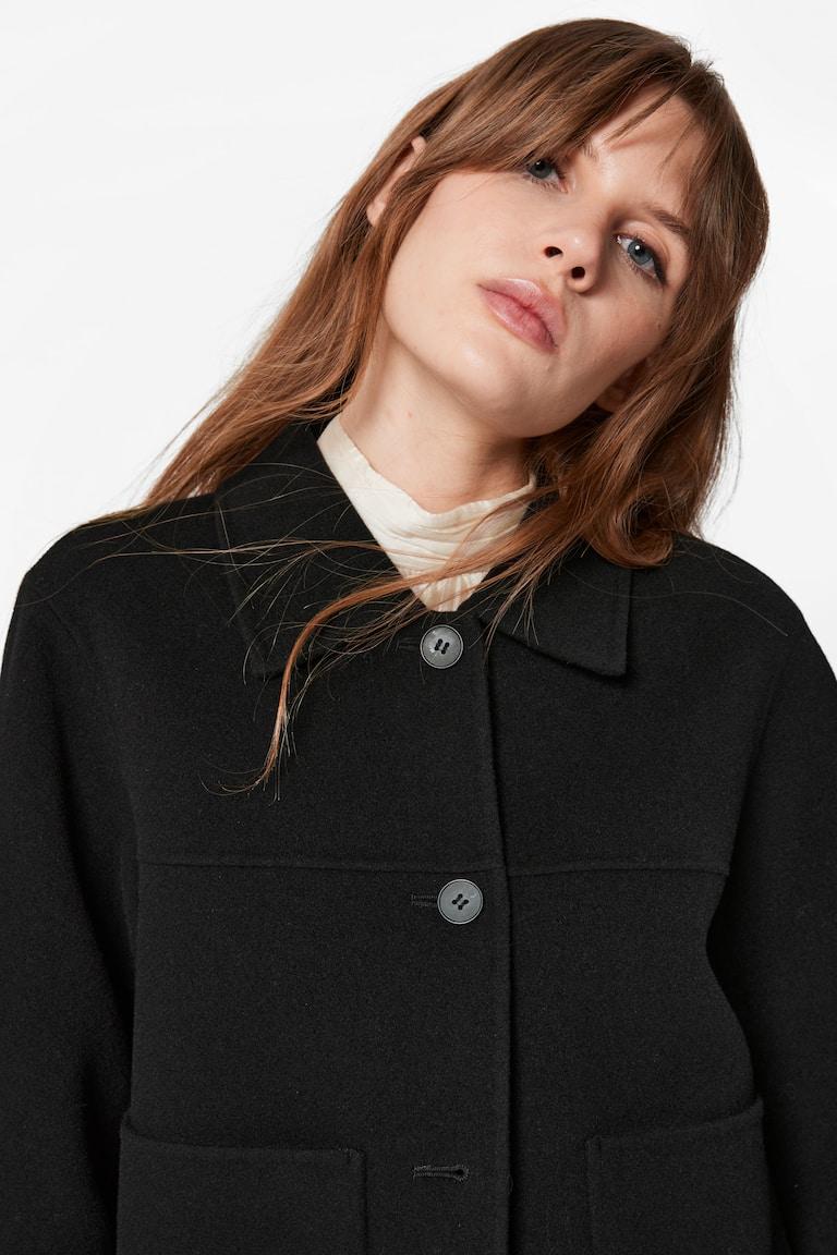H&M Chaqueta De Lana Con Cuello - Negro - MUJER