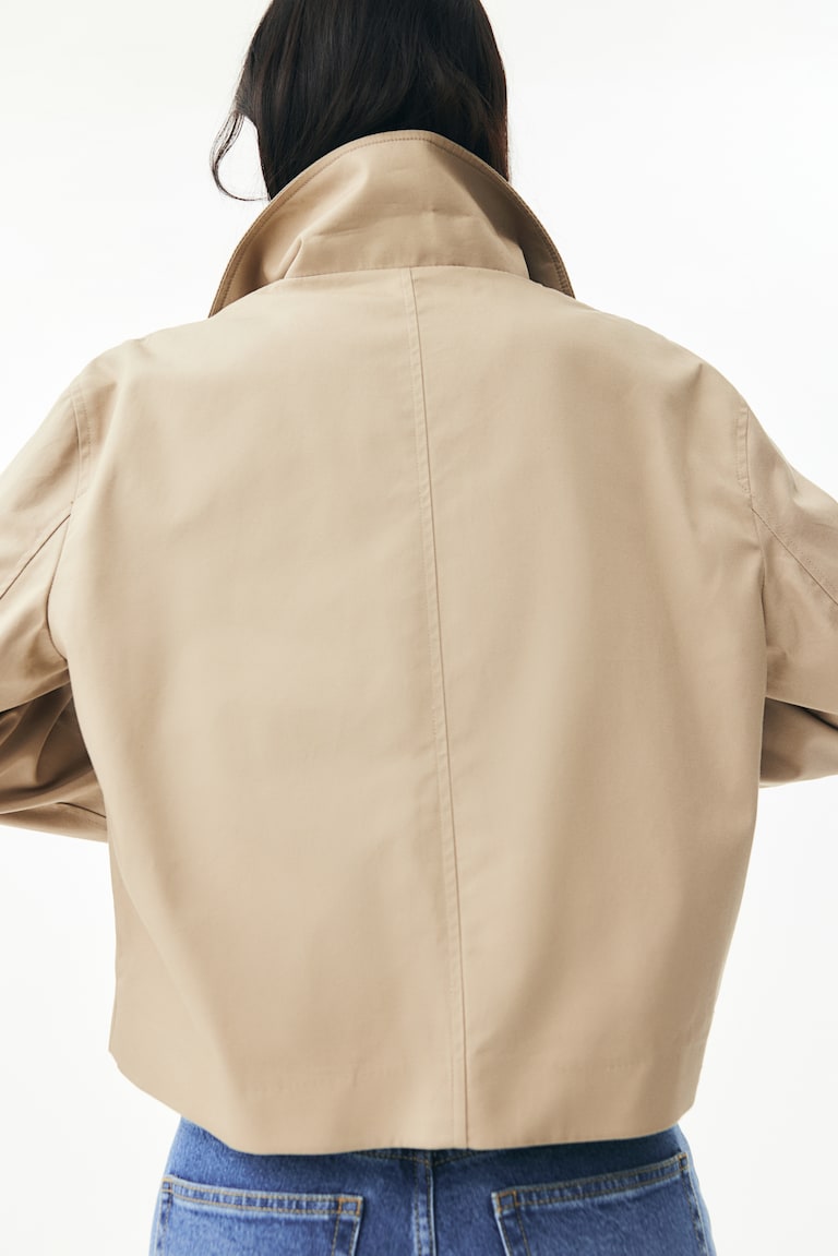 H&M Chaqueta De Sarga Con Cuello - Beige - MUJER