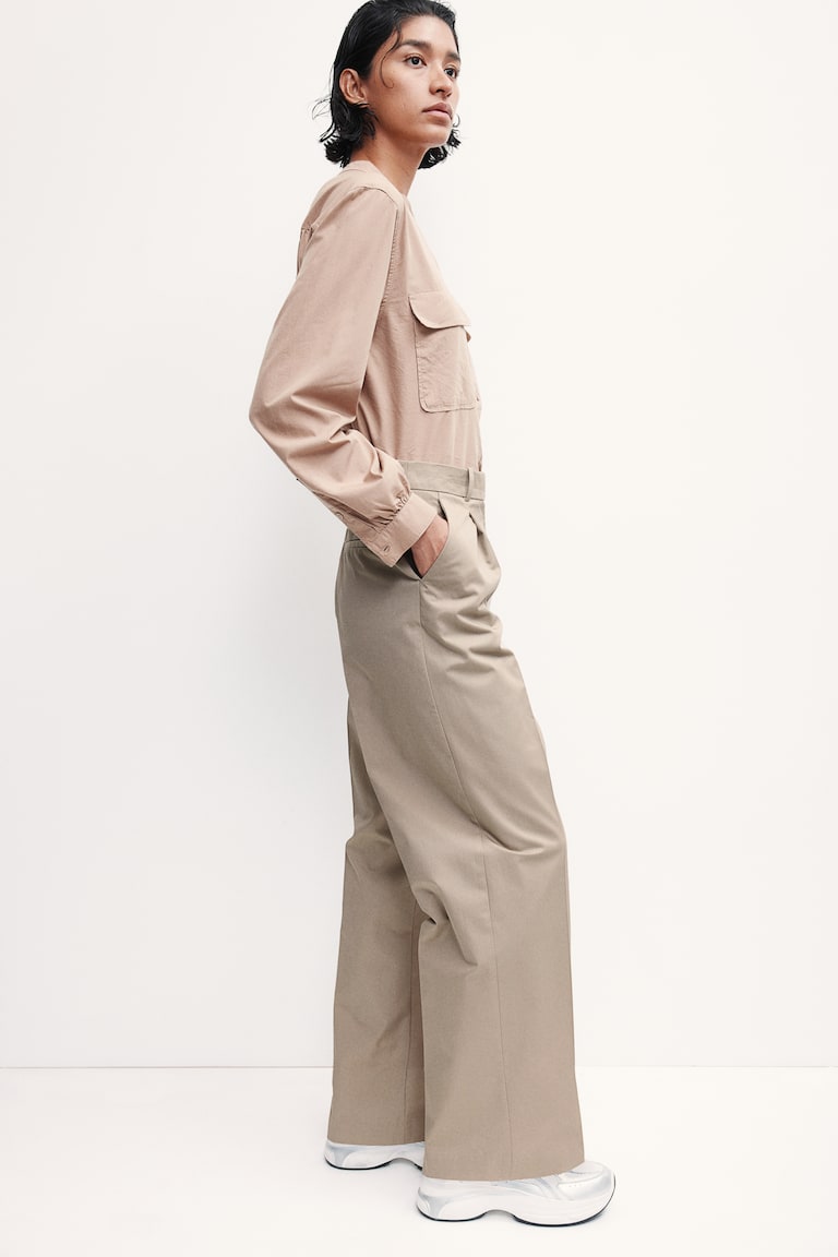 H&M Chinos Con Raya - Blanco - MUJER