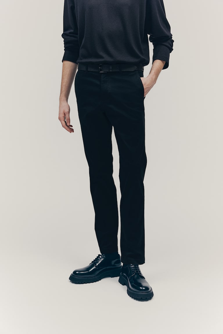 H&M Chinos De Algodón Slim Fit - Azul Marino - HOMBRE