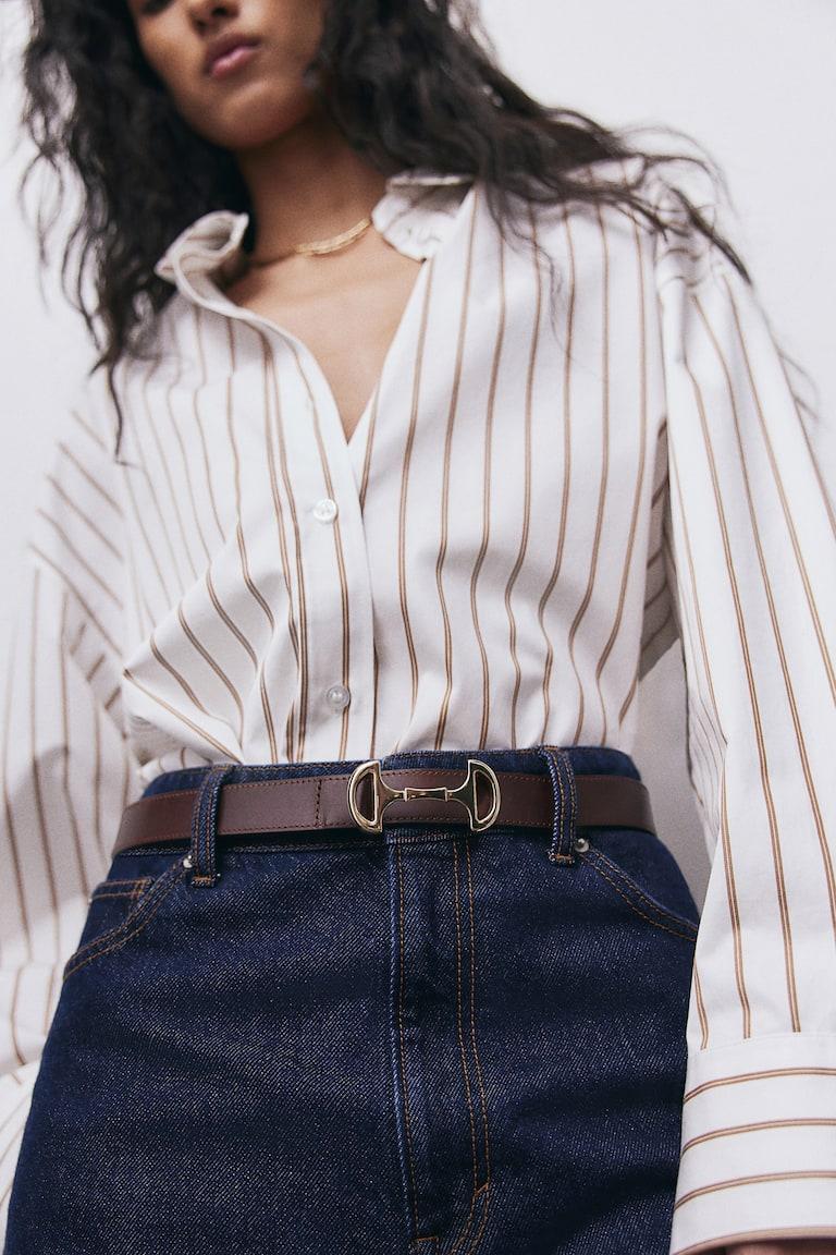 H&M Cinturón De Piel - Marrón - MUJER