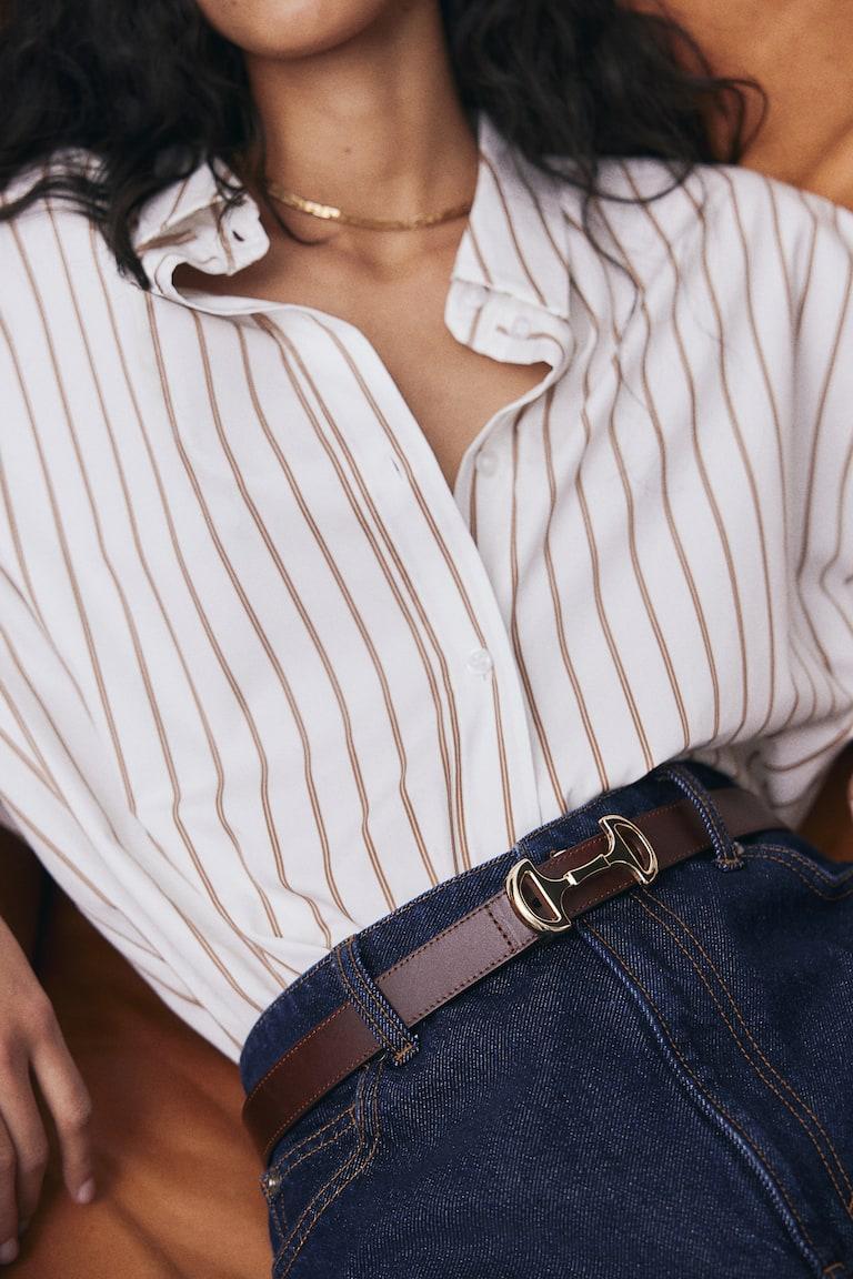 H&M Cinturón De Piel - Marrón - MUJER