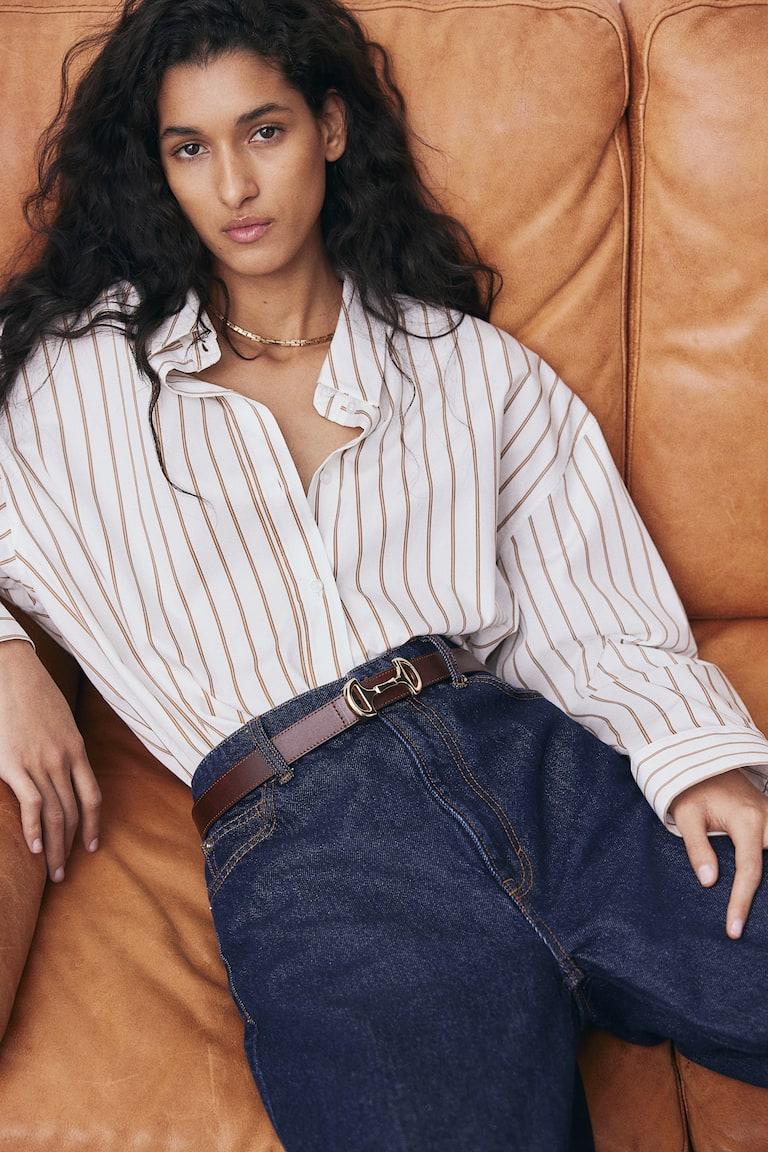 H&M Cinturón de piel - Marrón - MUJER