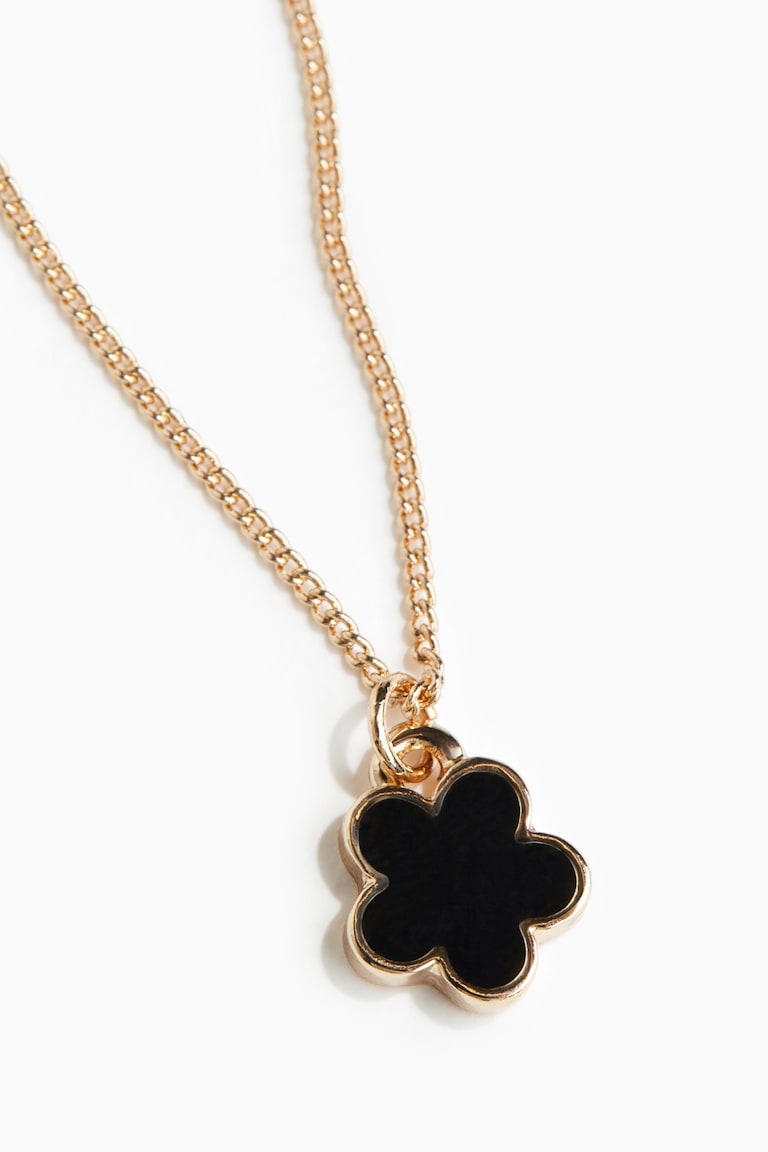 H&M Collar Con Colgante De Flor - Dorado/Negro - MUJER