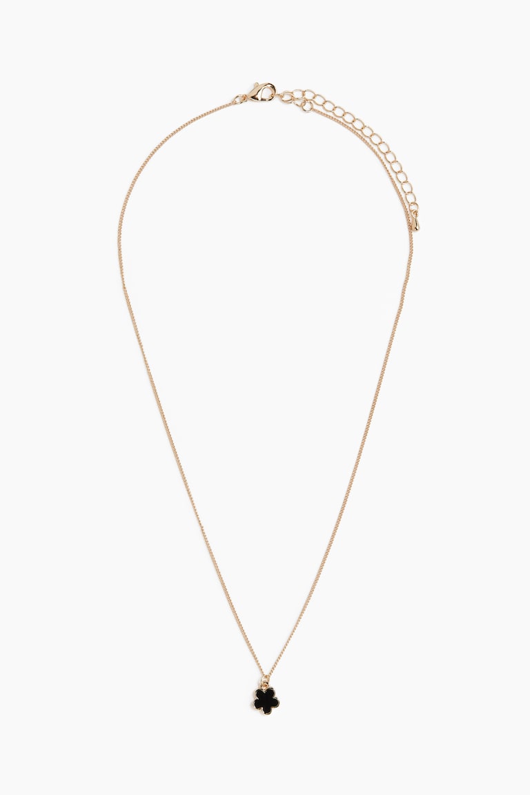 H&M Collar con colgante de flor - Dorado/Negro - MUJER