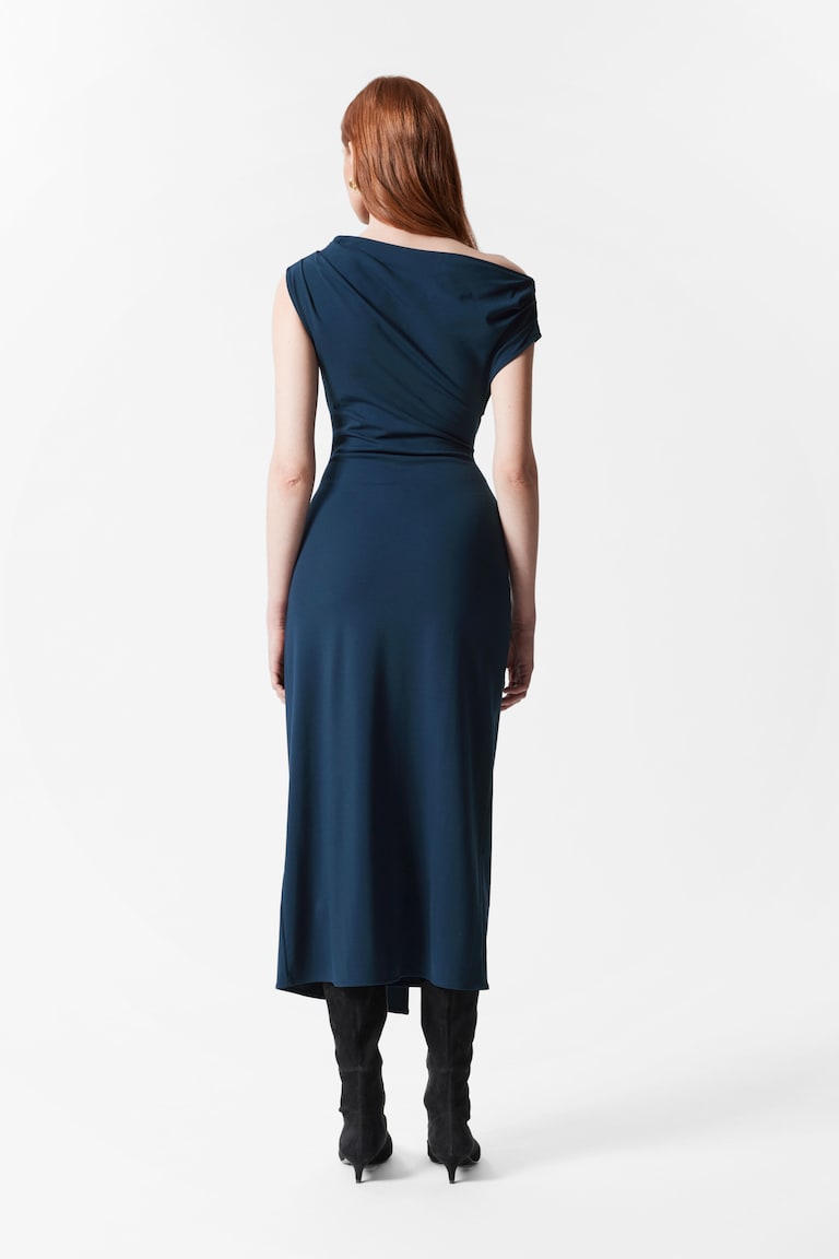 H&M Draped Midi Dress - Marrón Oscuro - MUJER