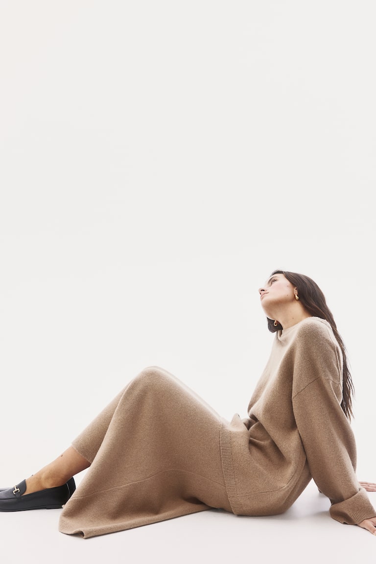 H&M Falda De Punto Con Vuelo - Burdeos - MUJER