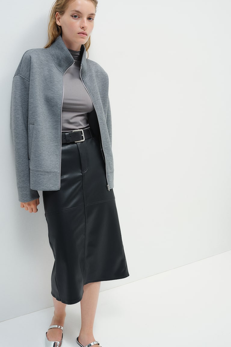 H&M Falda midi revestida - Negro - MUJER