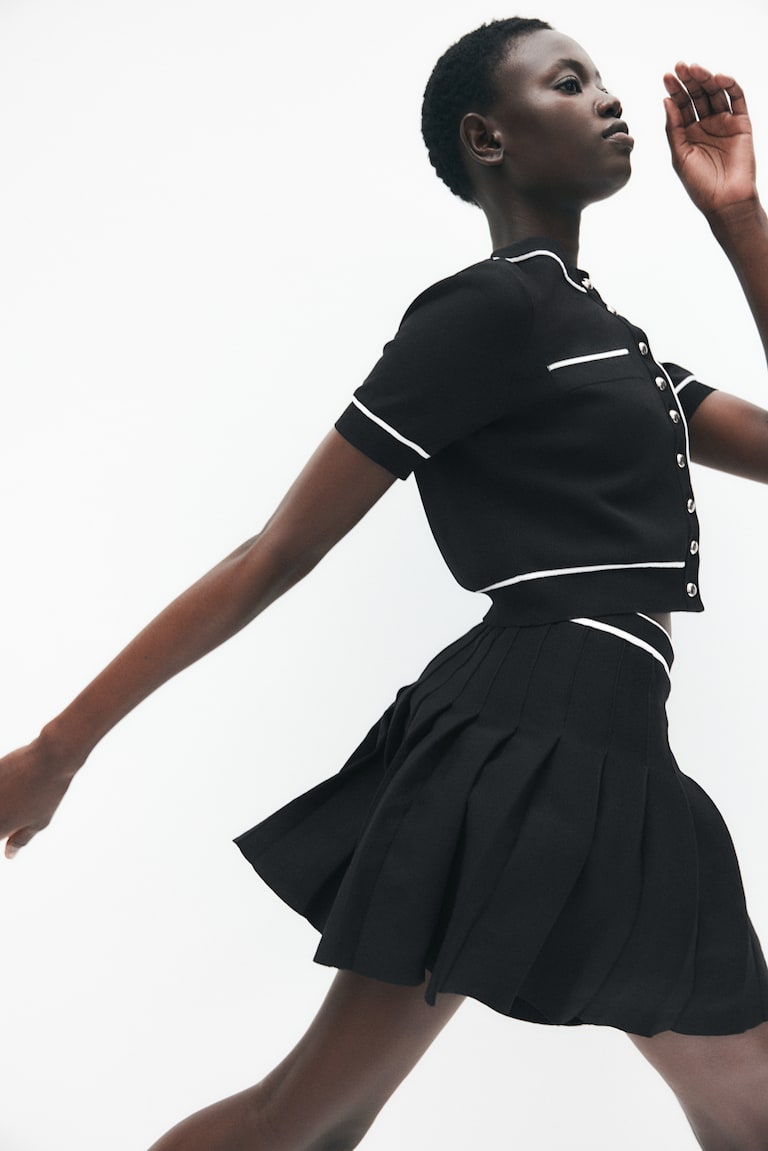 H&M Falda Plisada - Negro - MUJER