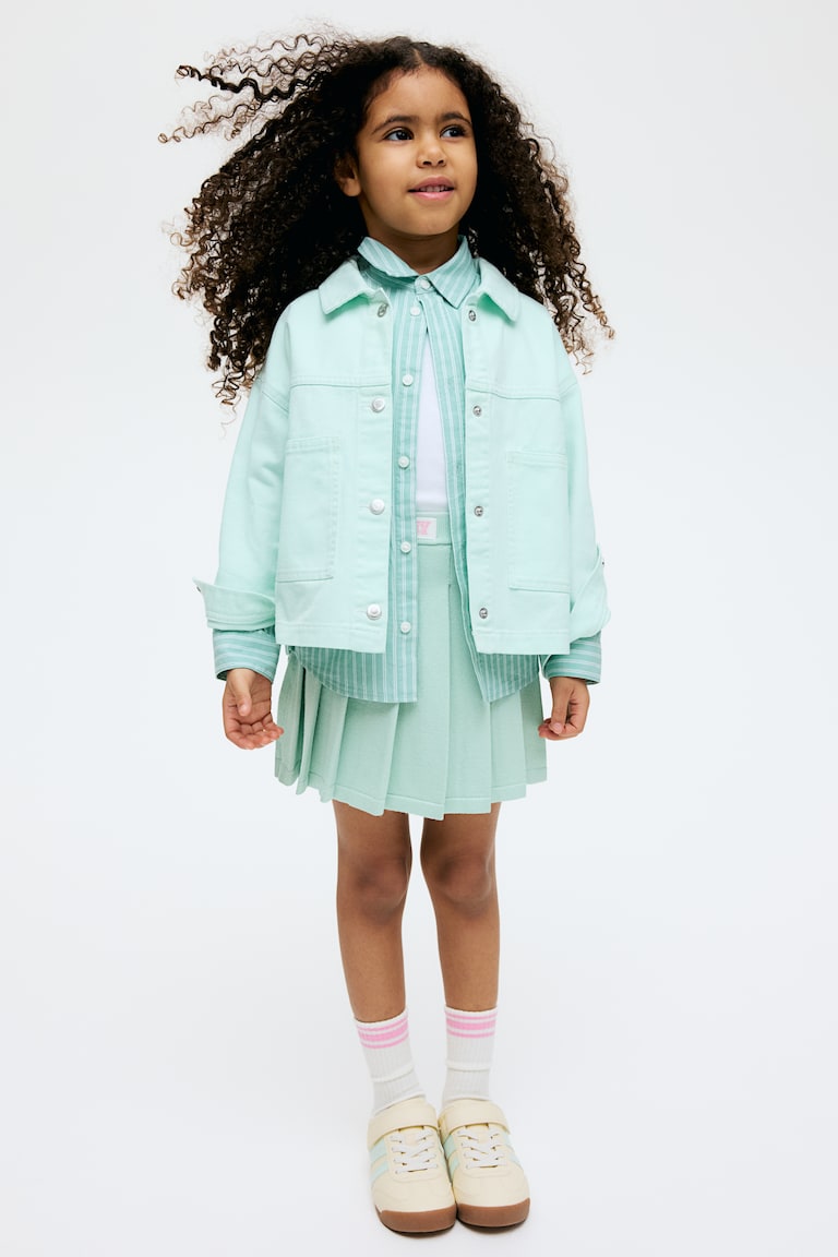 H&M Falda tableada en punto fino - Lila claro - NIÑOS