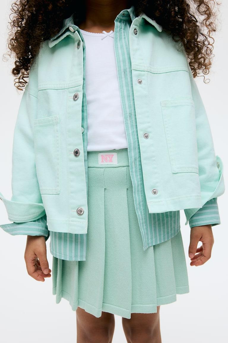 H&M Falda Tableada En Punto Fino - Verde Menta - NIÑOS