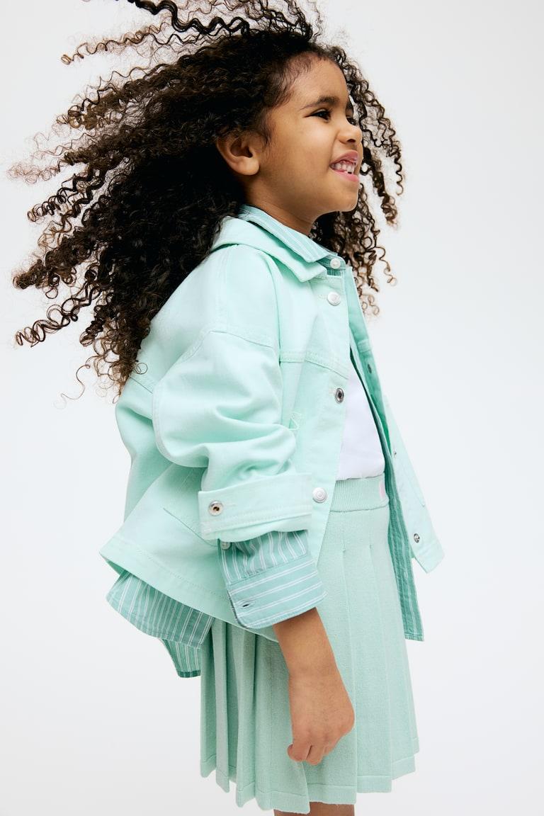 H&M Falda Tableada En Punto Fino - Verde Menta - NIÑOS