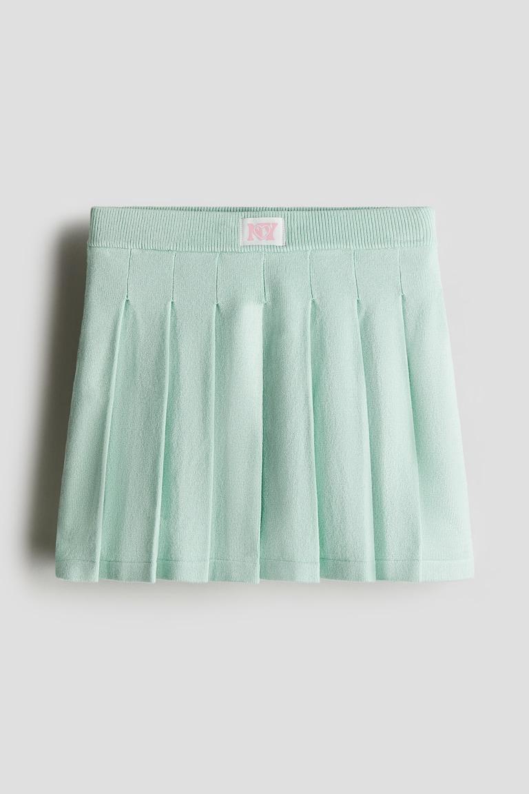 H&M Falda Tableada En Punto Fino - Verde Menta - NIÑOS