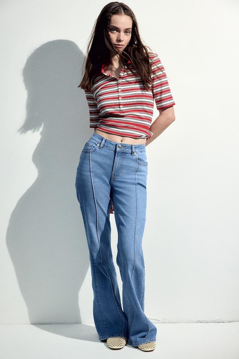 H&M Flared High Jeans - Azul Denim Oscuro - MUJER