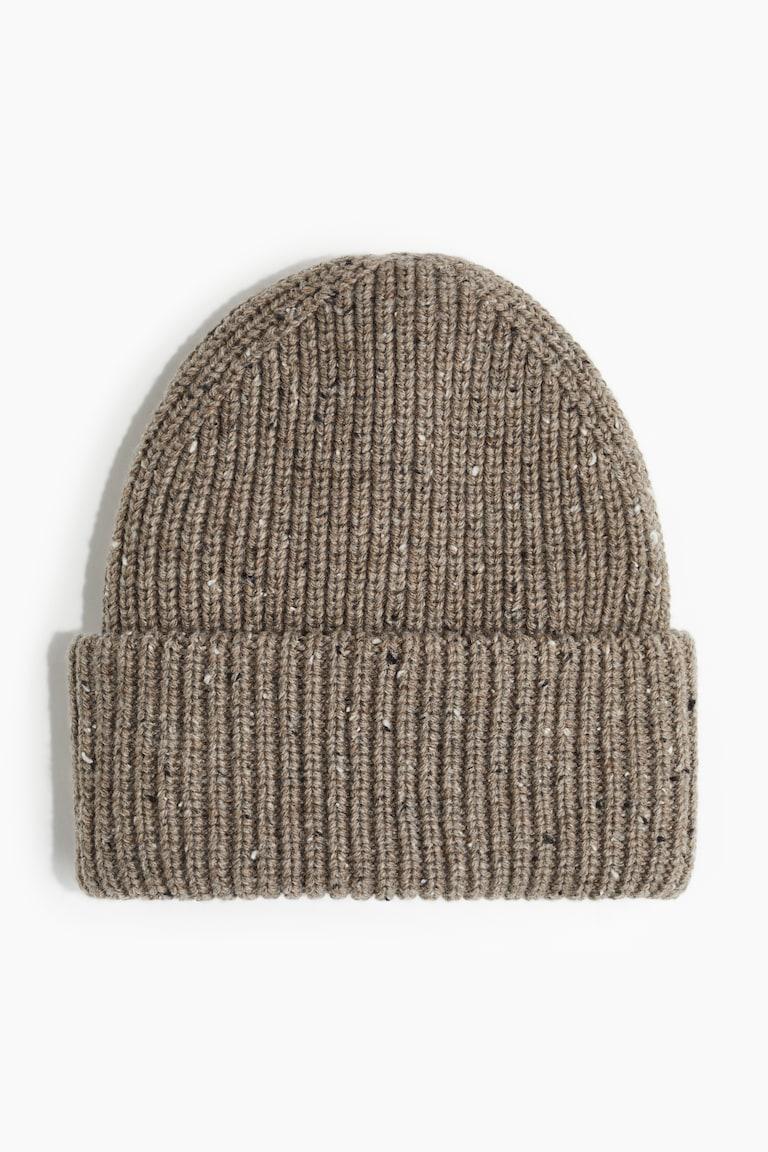H&M Gorro Beanie En Punto De Canalé - Rojo - MUJER