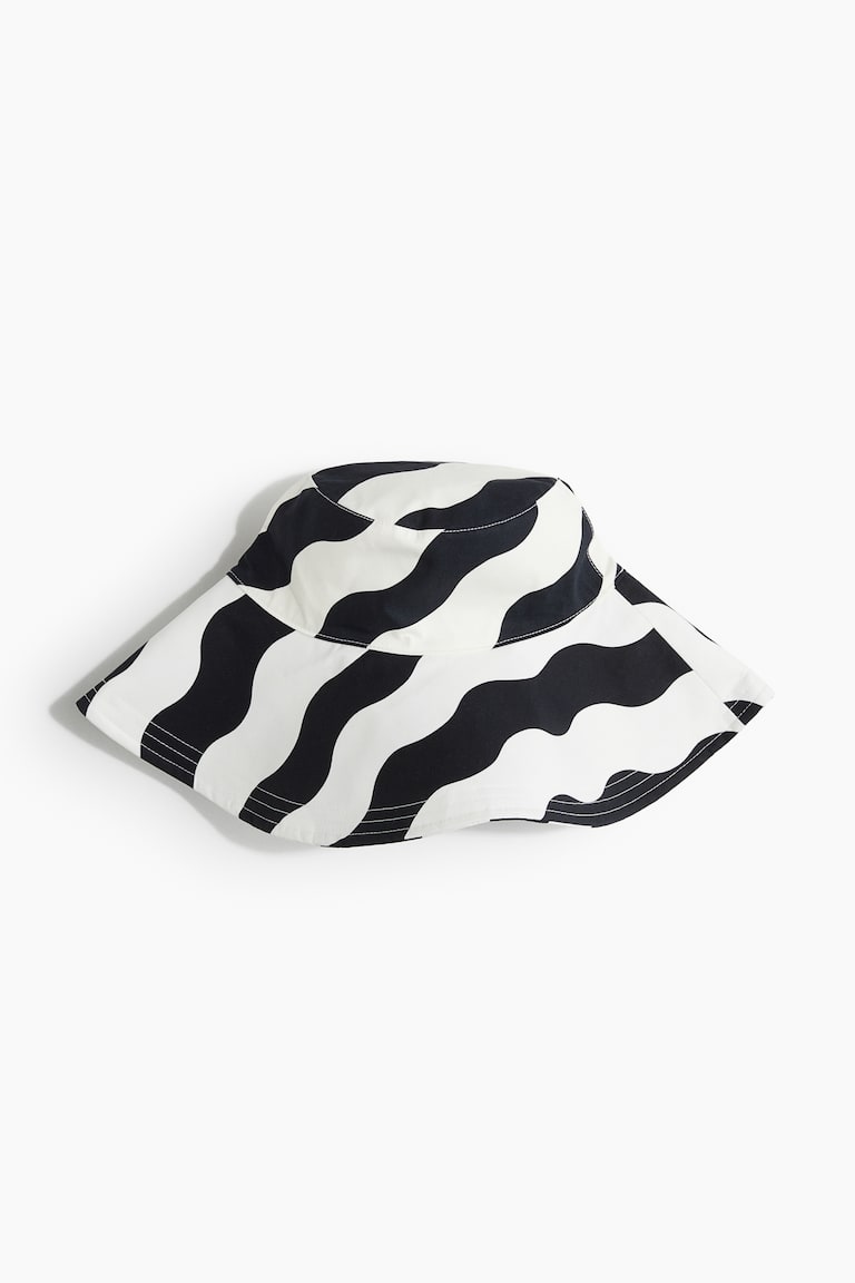 H&M Gorro de ala ancha - Blanco/Rayas negras - MUJER