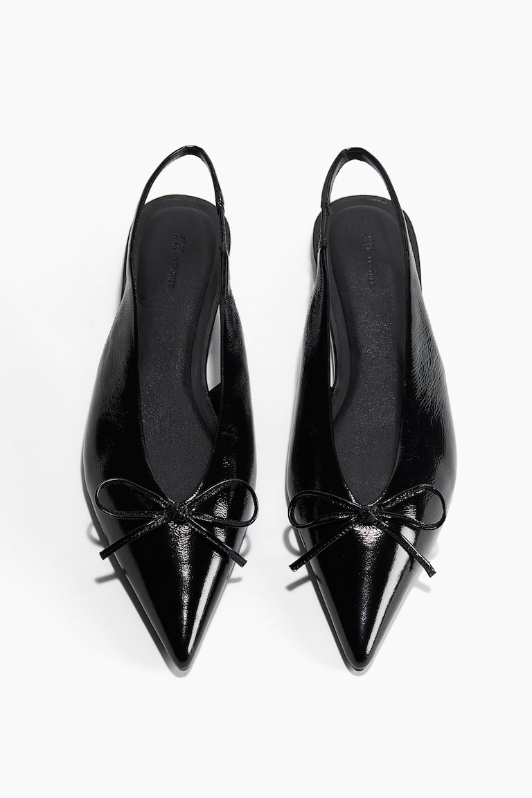 H&M Leather slingback ballet pumps - Negro - MUJER