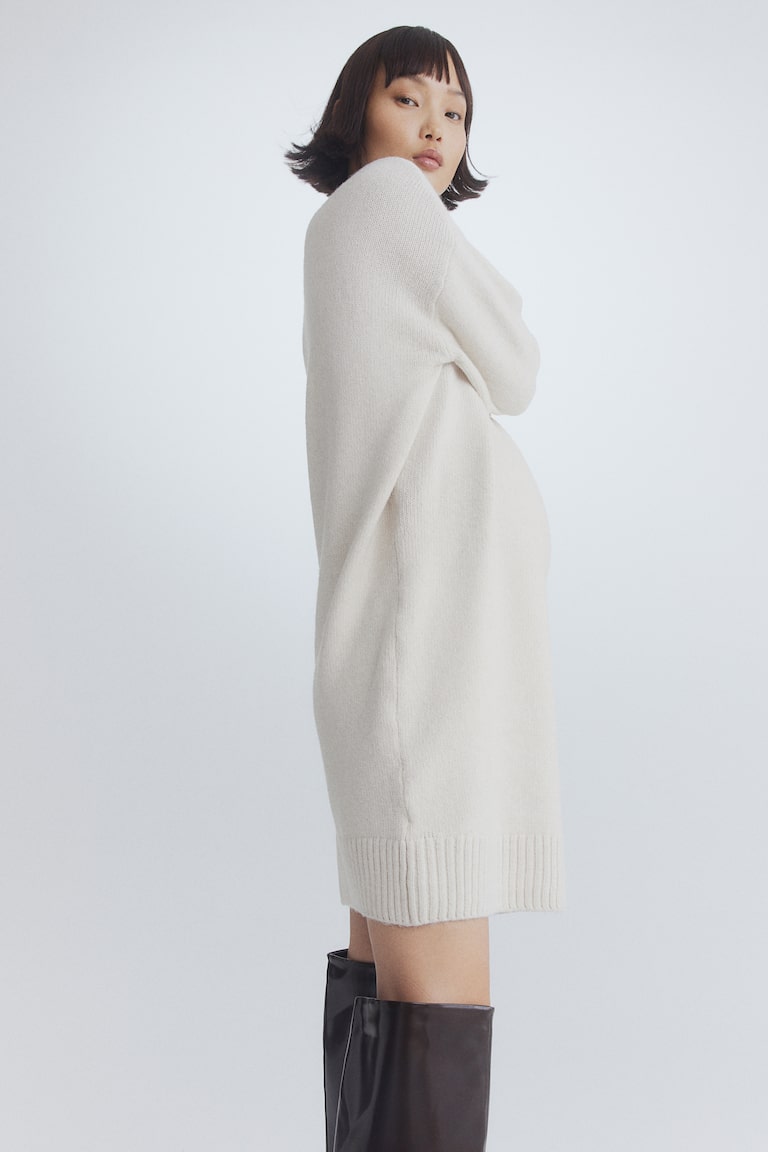 H&M MAMA Vestido de punto - Crema - MUJER