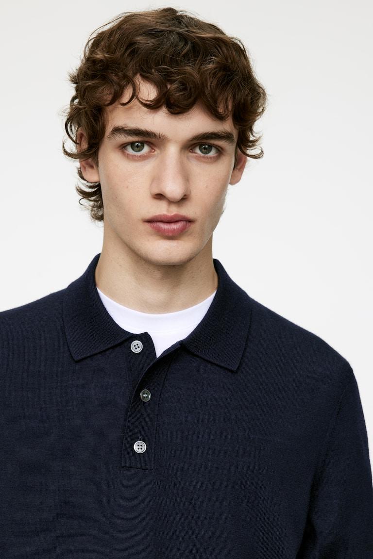 H&M Merino Polo Jumper - Topo Claro - HOMBRE