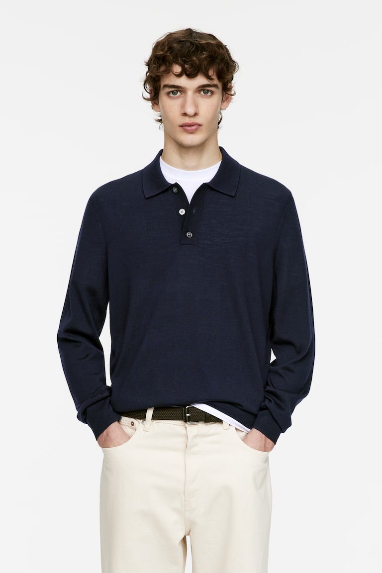 H&M Merino Polo Jumper - Topo claro - HOMBRE