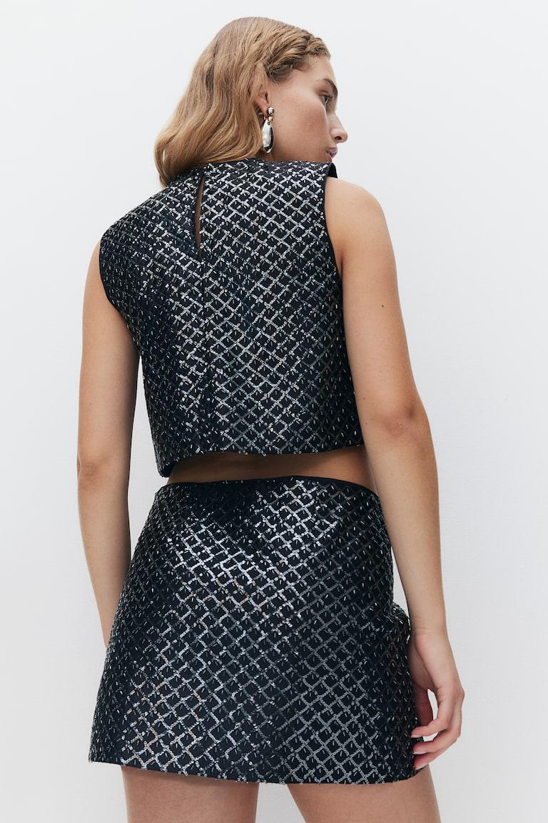 H&M Minifalda Con Detalles Decorativos - Negro - MUJER