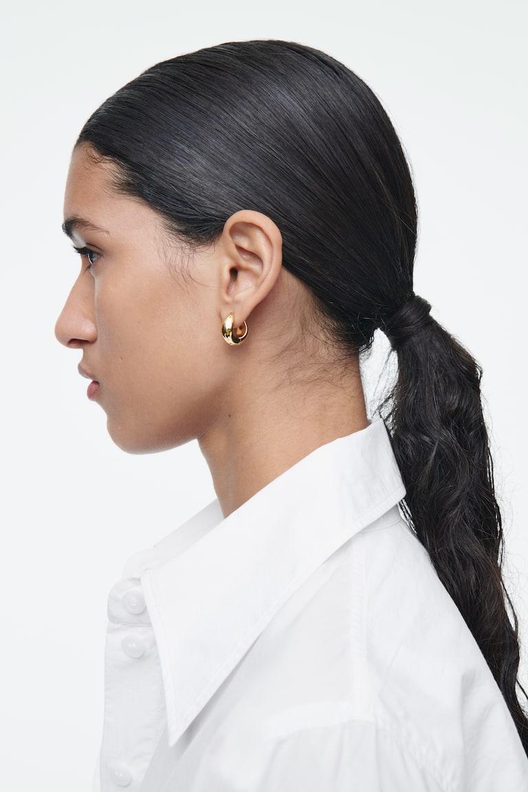 H&M MINIPENDIENTES DE ARO CURVOS - PLATEADO - MUJER