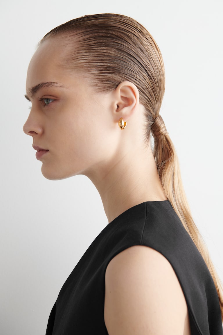 H&M MINIPENDIENTES DE ARO CURVOS - PLATEADO - MUJER