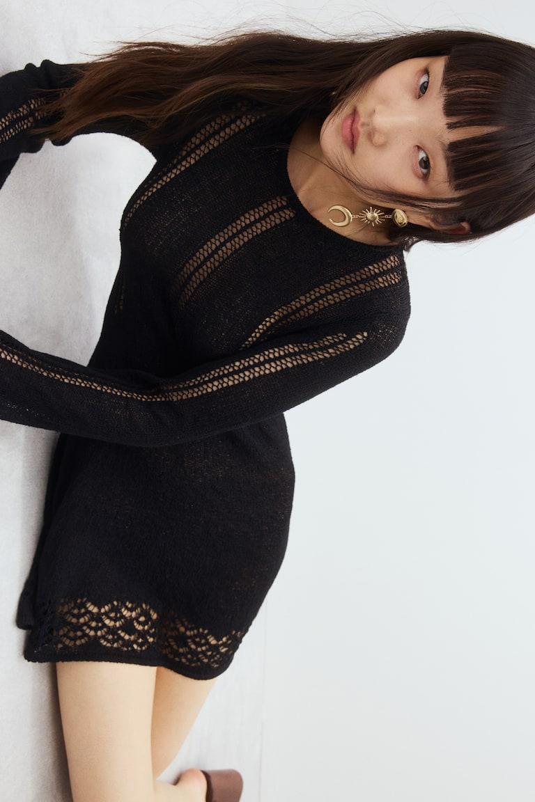 H&M Minivestido en punto calado - Crema - MUJER