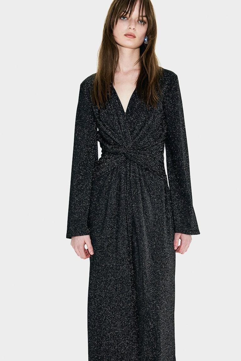 H&M Mono con nudo decorativo - Negro/Strass - MUJER