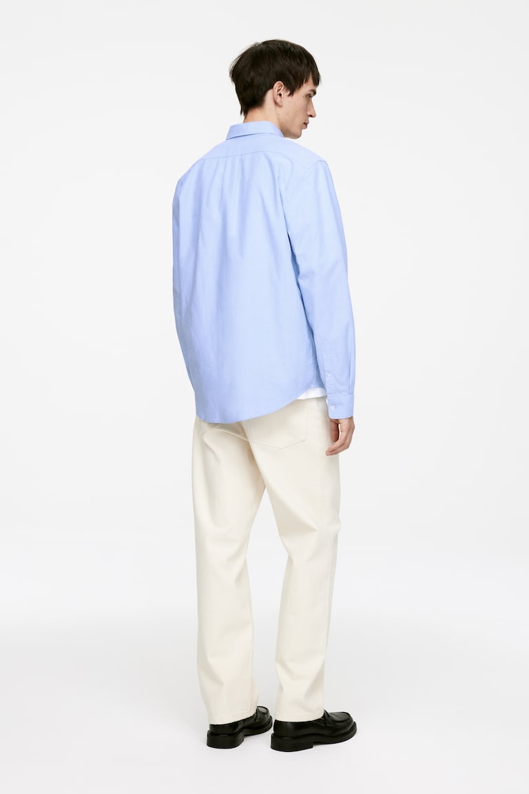 H&M Oxford Shirt - Blanco/gris - HOMBRE