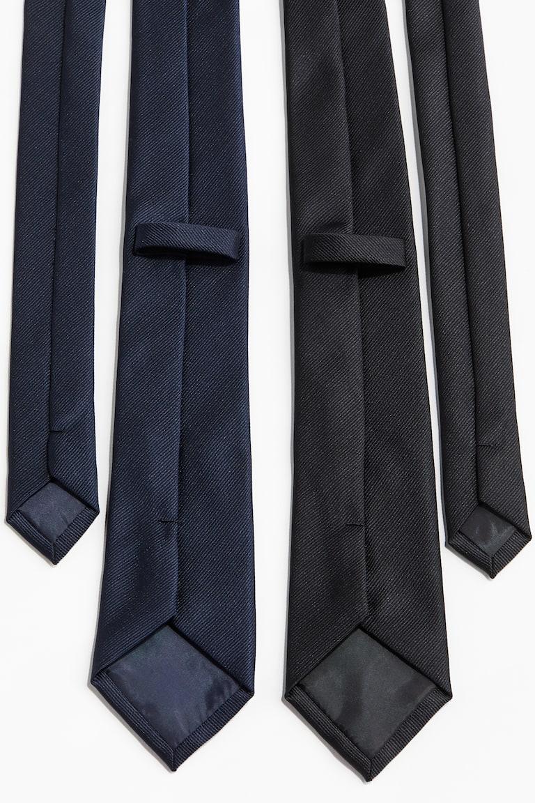 H&M Pack De 2 Corbatas - Negro/Azul Marino - HOMBRE