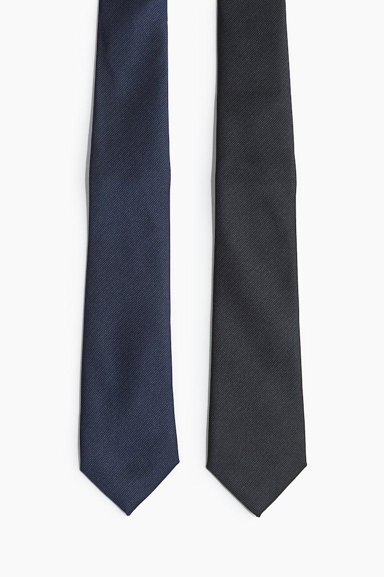 H&M Pack de 2 corbatas - Negro/Azul marino - HOMBRE