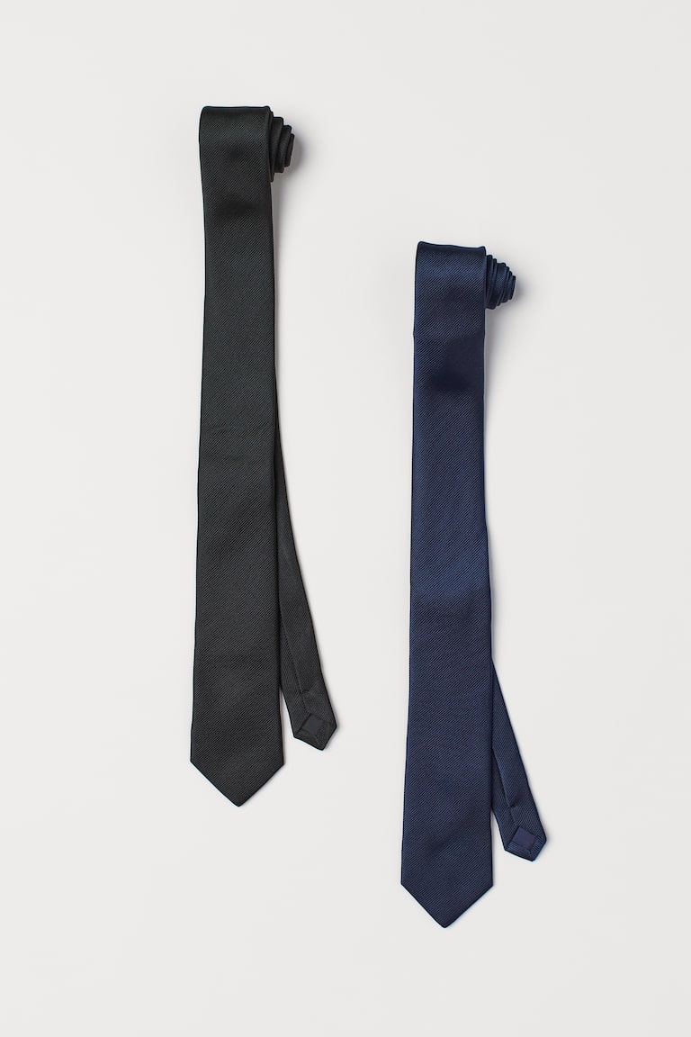 H&M Pack de 2 corbatas - Negro/Gris oscuro - HOMBRE