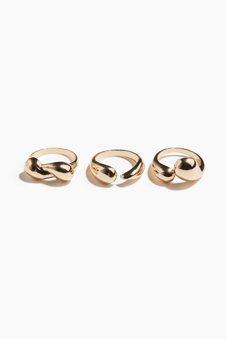 H&M Pack de 3 anillos - Dorado - MUJER