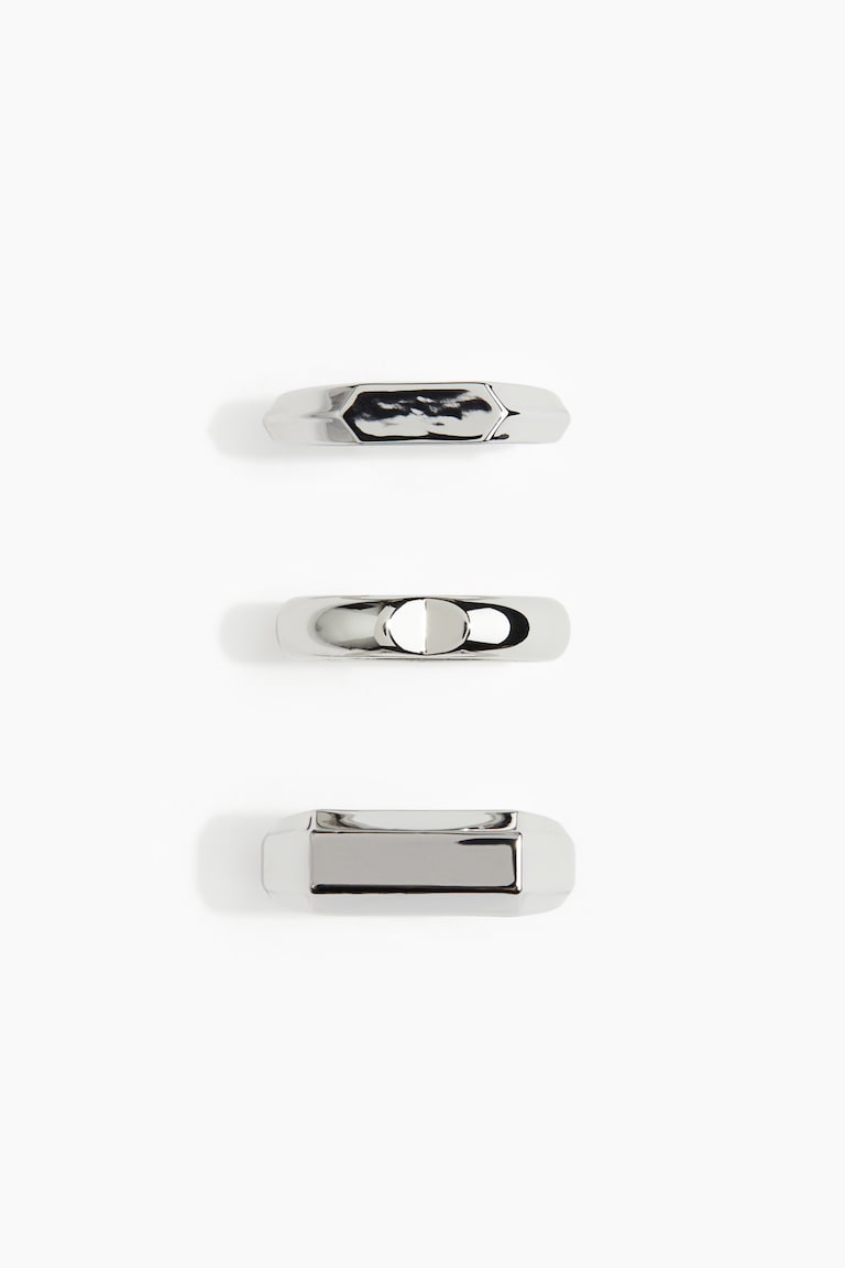 H&M Pack De 3 Anillos - Plateado - HOMBRE