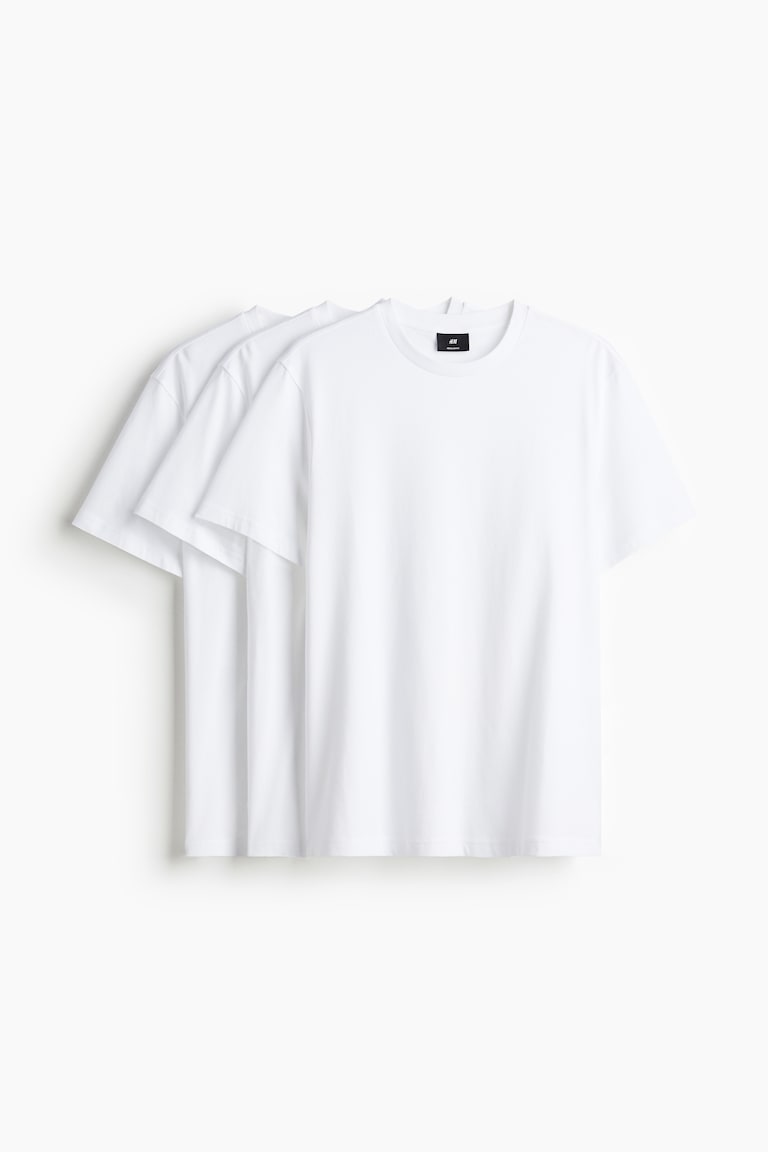 H&M Pack De 3 Camisetas Regular Fit - Blanco - HOMBRE