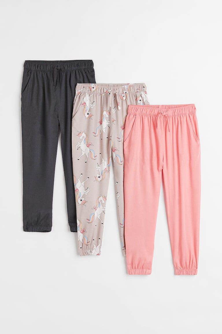 H&M Pack de 3 joggers - Rosa/Floral - NIÑOS