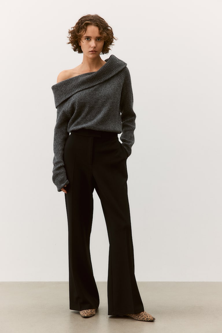 H&M Pantalón acampanado de punto - Beige - MUJER