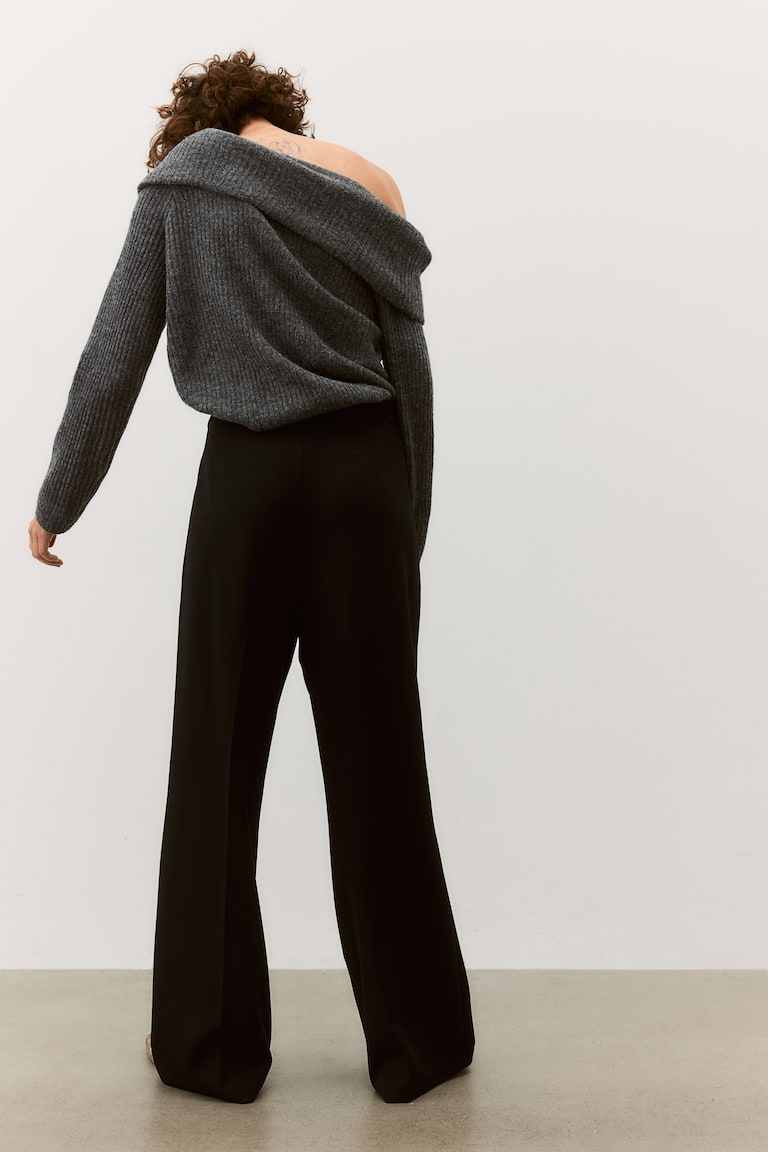 H&M Pantalón Acampanado De Punto - Negro - MUJER