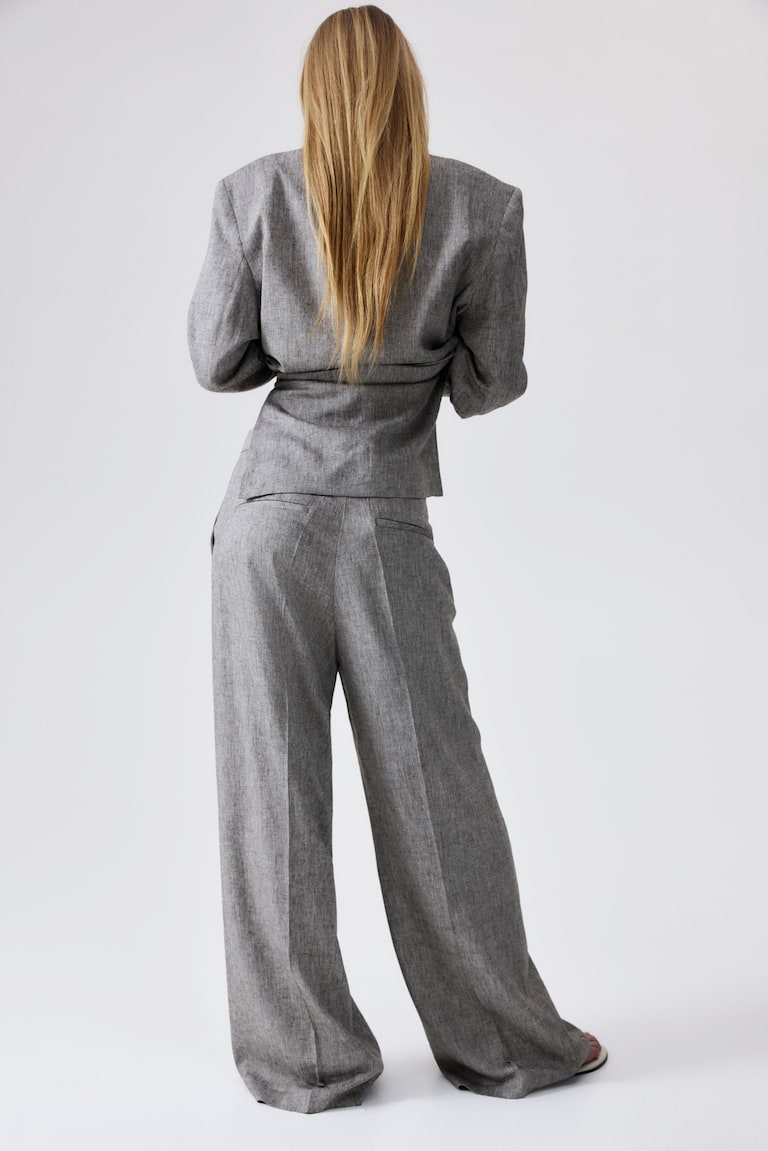 H&M Pantalón Amplio En Mezcla De Lino - Blanco - MUJER