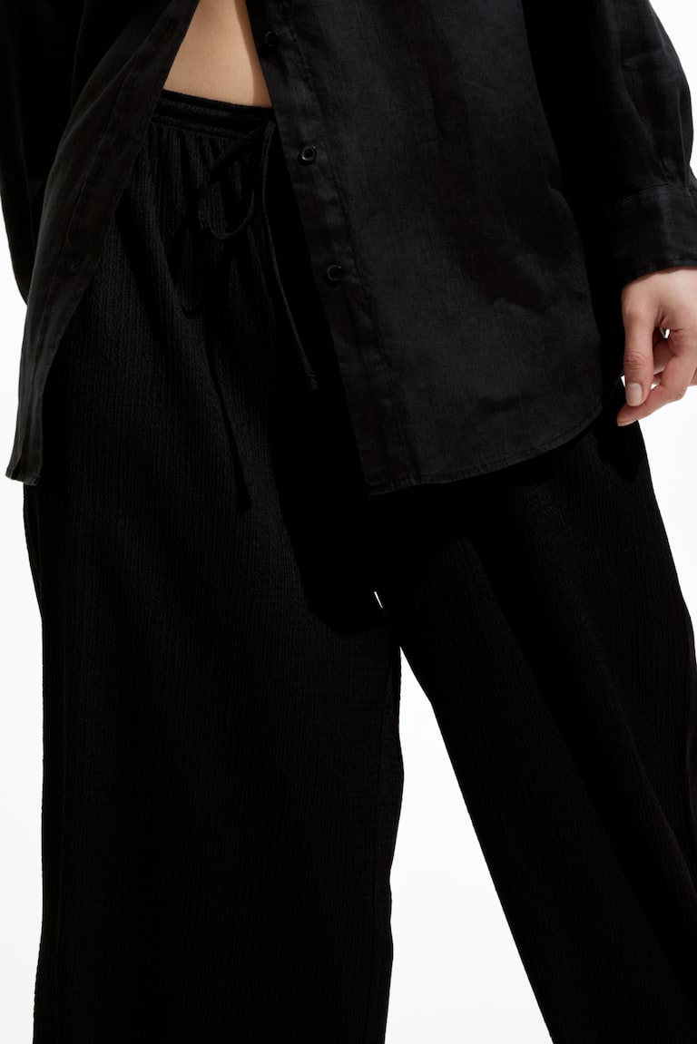 H&M Pantalón Amplio Sin Cierre - Crema/Rayas - MUJER