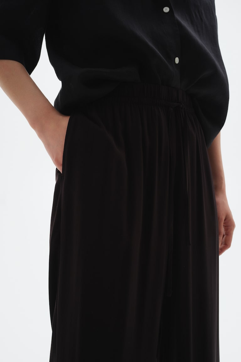 H&M Pantalón Amplio Sin Cierre - Verde Oscuro - MUJER