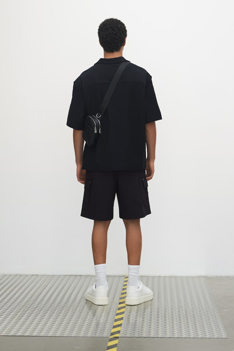 H&M Pantalón Corto Cargo Relaxed Fit - Crema - HOMBRE