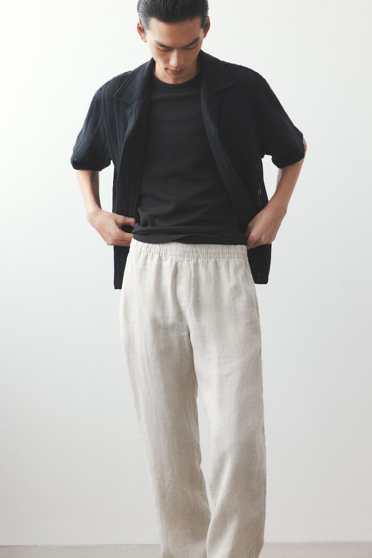 H&M Pantalón De Lino Regular Fit - Blanco - HOMBRE