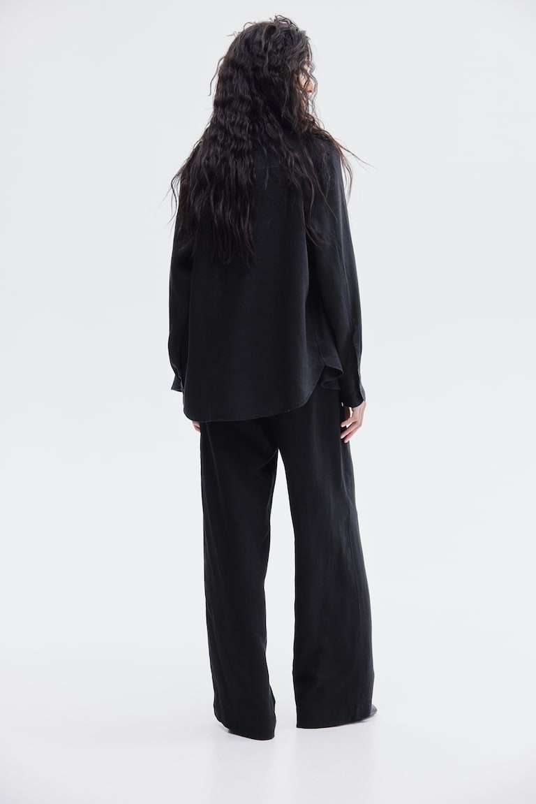 H&M Pantalón En Mezcla De Lino - Negro - MUJER