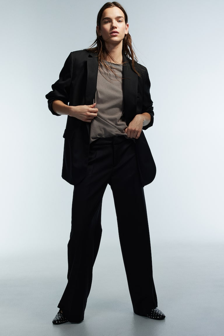 H&M Pantalón Sastre Amplio - Beige Claro - MUJER