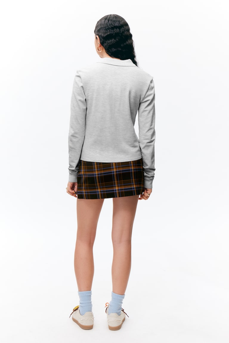 H&M Polo De Manga Larga - Gris Claro Jaspeado - MUJER