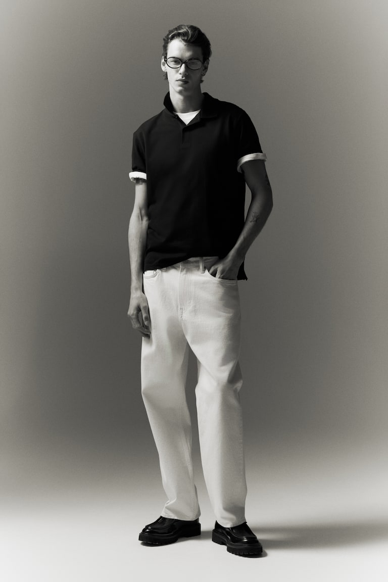 H&M Polo De Piqué Regular Fit - Blanco - HOMBRE