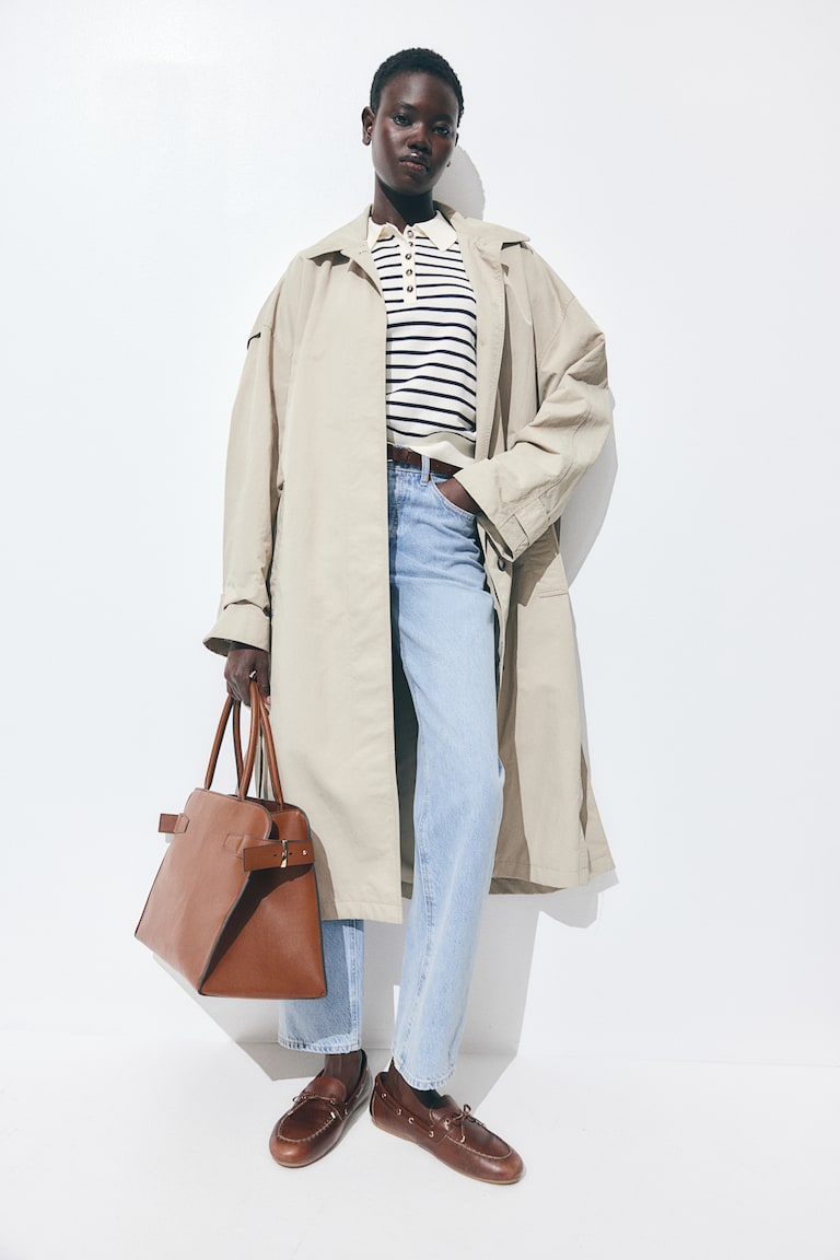 H&M Polo De Punto Fino - Crema/Rayas - MUJER